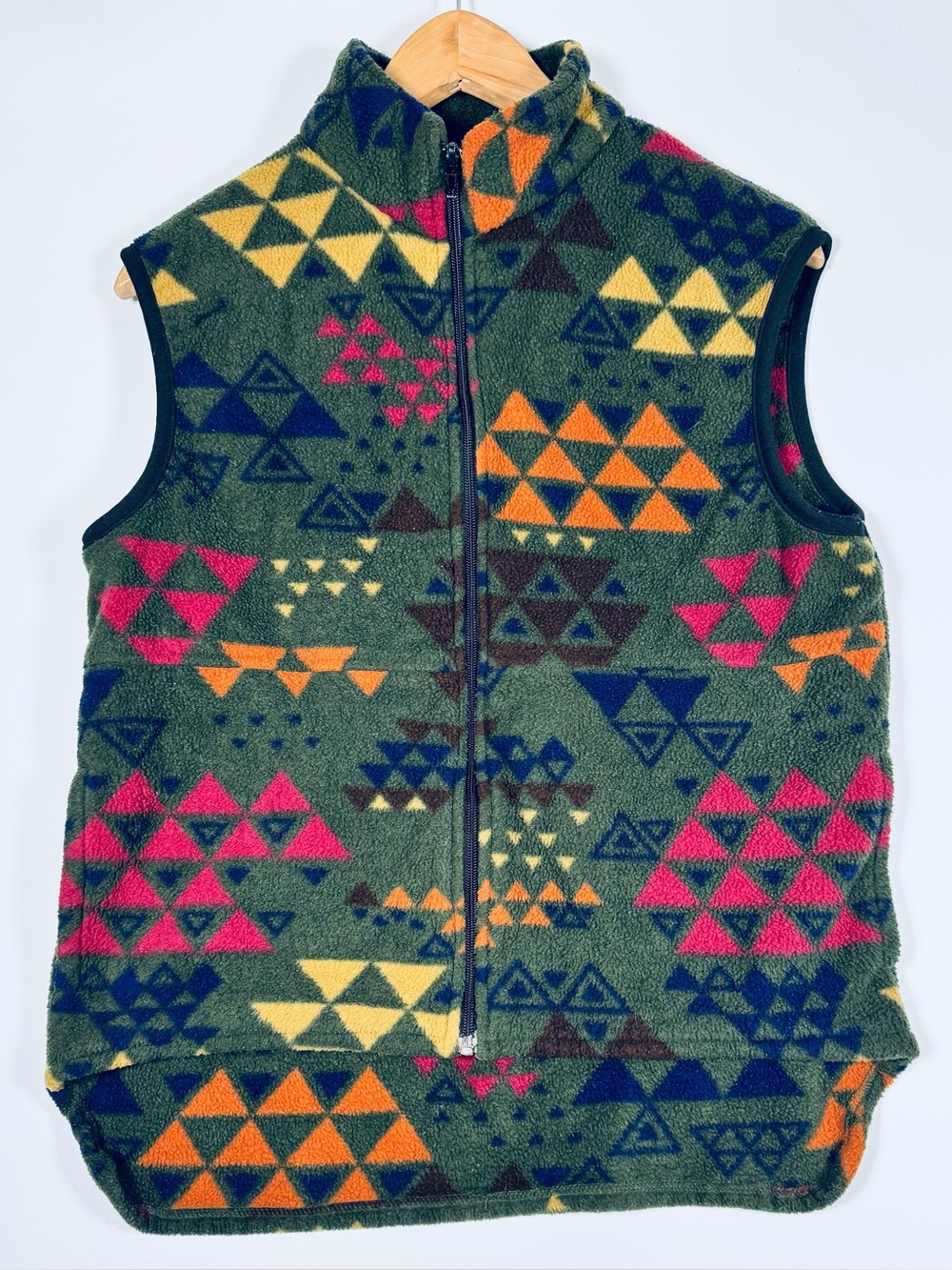 Vintage The Nature Company Womens Fleece Vest M Green Tribal Geometric Outdoor